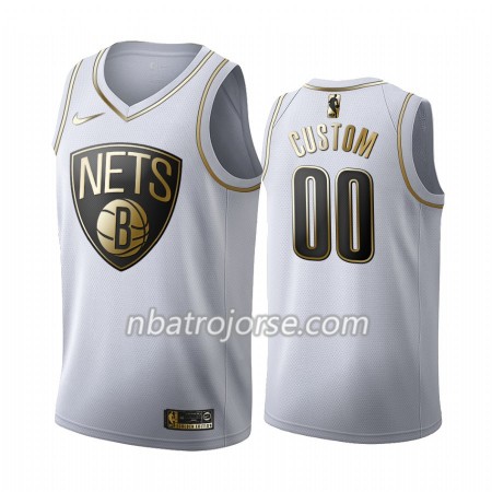Män Brooklyn Nets Tröja Skräddarsydda 2019-20 Nike Vit Golden Edition Swingman